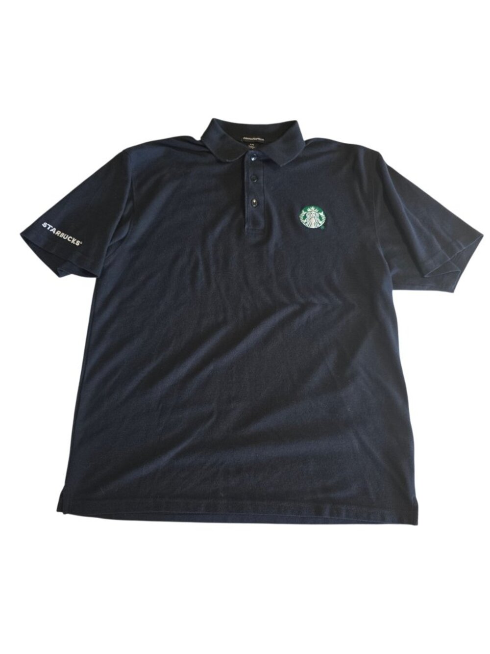 Starbucks Coffee Gear Polo Shirt Black Embroidered Work Uniform Employee Large